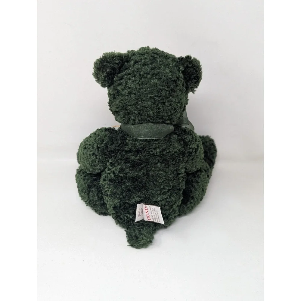 Vintage Gund Hearts A Glow 88020 Green Christmas Teddy Bear Peace Gift 90s 1990s